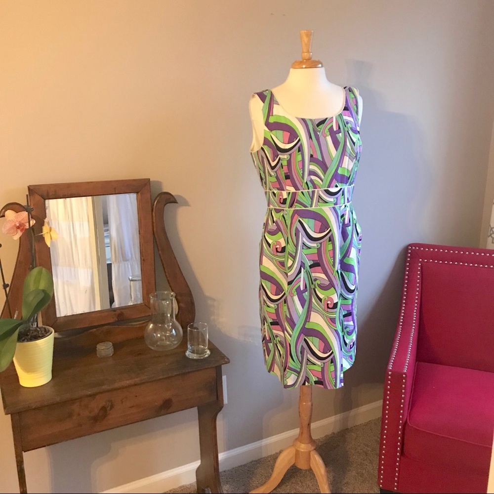 Tahari Unique Modern Geometric Patterned Dress - image 1